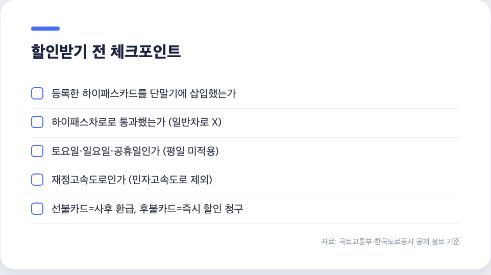 다자녀 고속도로 통행료 할인 받기 전 체크리스트 하이패스 차로 요일 확인