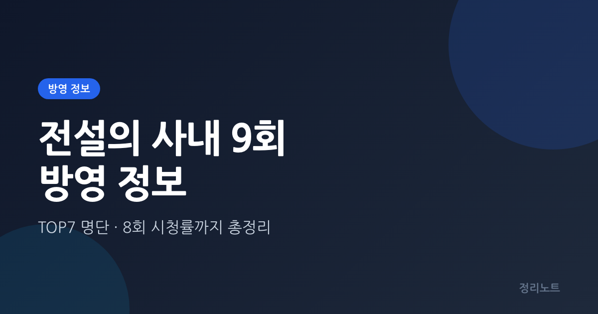 전설의 사내 9회 방영시간과 TOP7 명단, 지난 8회 시청률까지 총정리