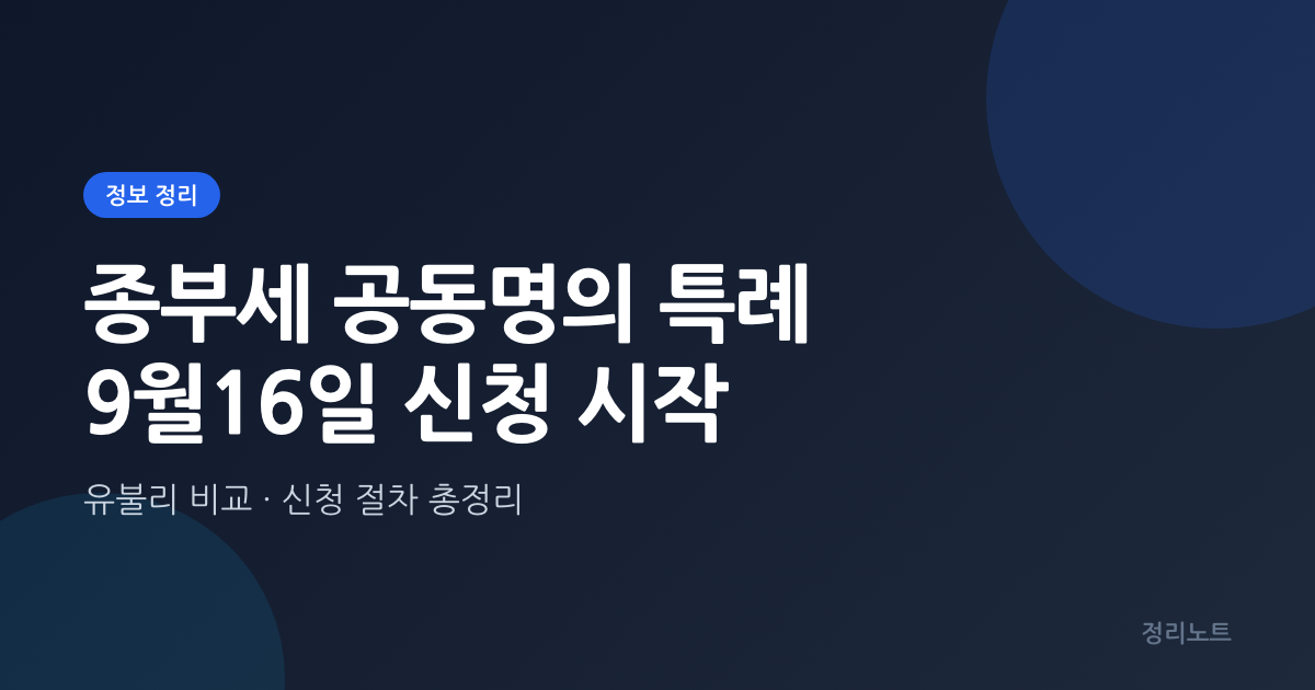 종부세 공동명의 특례 9월16일 신청 시작, 국세청 유불리 계산·직권환급 총정리