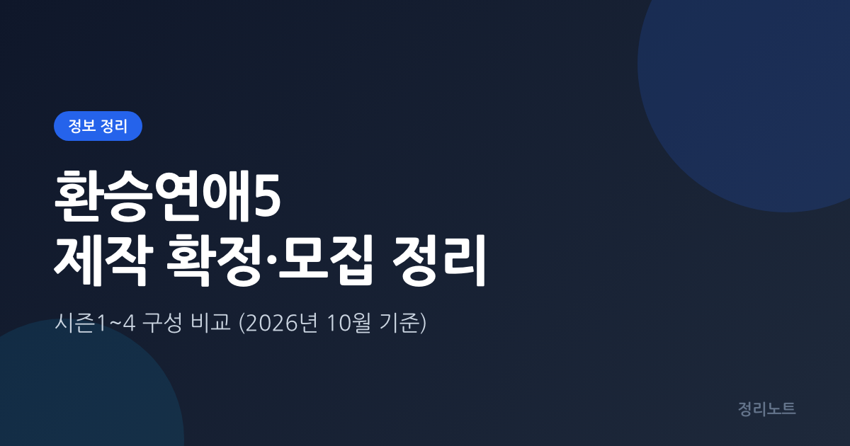 환승연애5 제작 확정, 출연자 모집 조건과 시즌1~4 구성 비교 (2026년 10월 기준)
